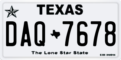 TX license plate DAQ7678