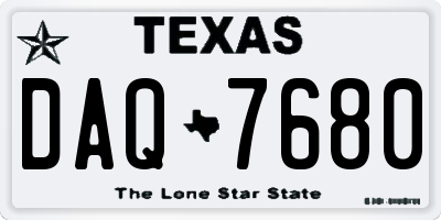 TX license plate DAQ7680