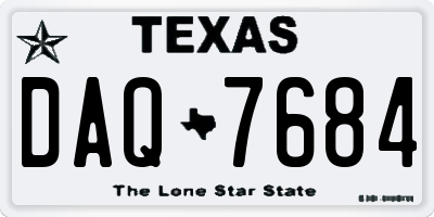 TX license plate DAQ7684