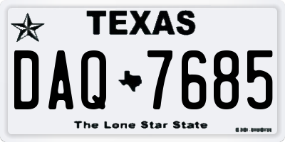 TX license plate DAQ7685
