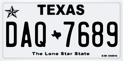 TX license plate DAQ7689