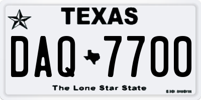 TX license plate DAQ7700