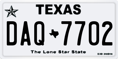 TX license plate DAQ7702