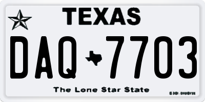 TX license plate DAQ7703