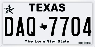 TX license plate DAQ7704