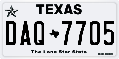 TX license plate DAQ7705