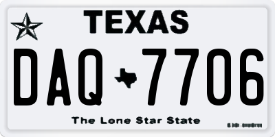 TX license plate DAQ7706