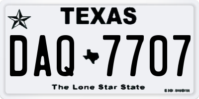 TX license plate DAQ7707