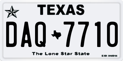 TX license plate DAQ7710