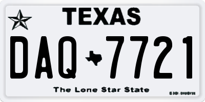 TX license plate DAQ7721