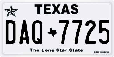 TX license plate DAQ7725