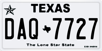 TX license plate DAQ7727