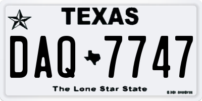 TX license plate DAQ7747