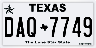 TX license plate DAQ7749