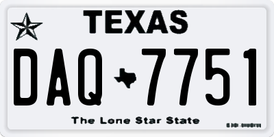 TX license plate DAQ7751