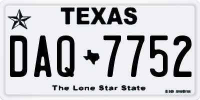 TX license plate DAQ7752