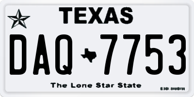TX license plate DAQ7753