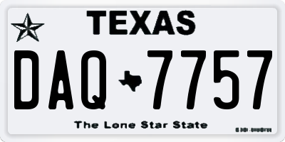 TX license plate DAQ7757