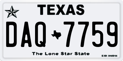 TX license plate DAQ7759