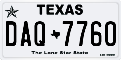 TX license plate DAQ7760