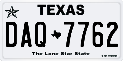 TX license plate DAQ7762