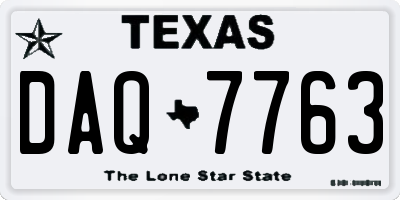TX license plate DAQ7763
