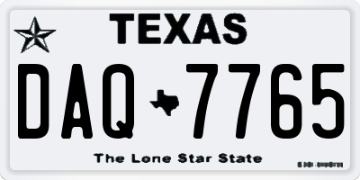 TX license plate DAQ7765