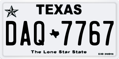 TX license plate DAQ7767