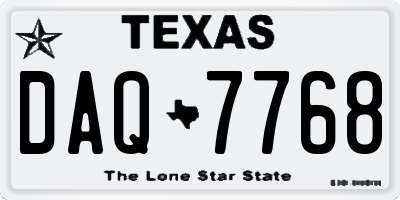 TX license plate DAQ7768