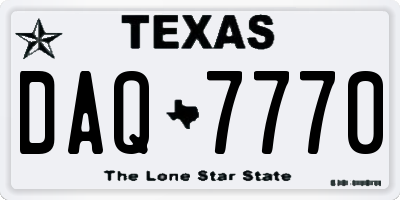 TX license plate DAQ7770