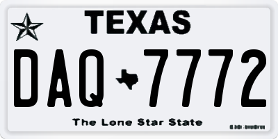 TX license plate DAQ7772