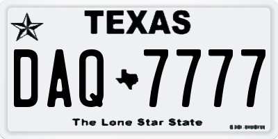 TX license plate DAQ7777