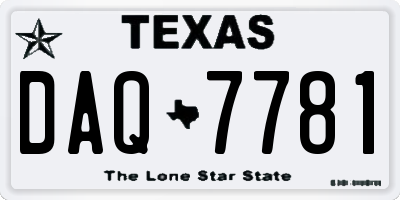 TX license plate DAQ7781