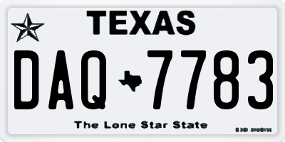 TX license plate DAQ7783