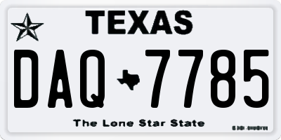 TX license plate DAQ7785