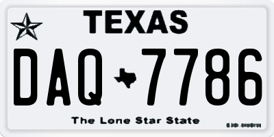 TX license plate DAQ7786