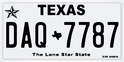 TX license plate DAQ7787