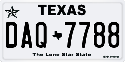 TX license plate DAQ7788