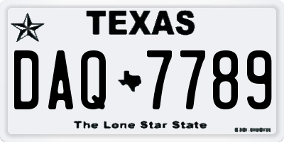 TX license plate DAQ7789