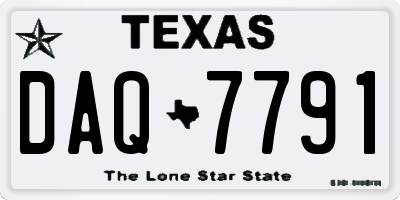 TX license plate DAQ7791