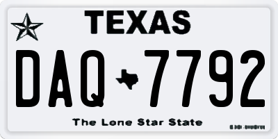 TX license plate DAQ7792