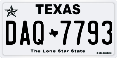 TX license plate DAQ7793