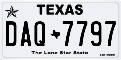TX license plate DAQ7797
