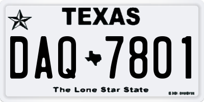 TX license plate DAQ7801