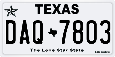 TX license plate DAQ7803