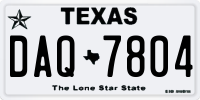 TX license plate DAQ7804