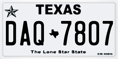TX license plate DAQ7807