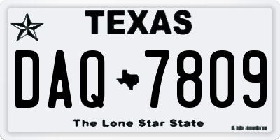 TX license plate DAQ7809
