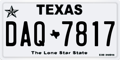 TX license plate DAQ7817