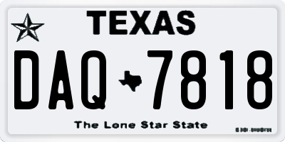 TX license plate DAQ7818